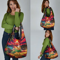 Hawaii Volcano Christmas Grocery Bag Hula Santa And Monk Seal LT05 - Polynesian Pride
