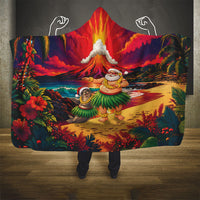 Hawaii Volcano Christmas Hooded Blanket Hula Santa And Monk Seal LT05 - Polynesian Pride