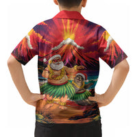 Hawaii Volcano Christmas Kid Hawaiian Shirt Hula Santa And Monk Seal LT05 - Polynesian Pride