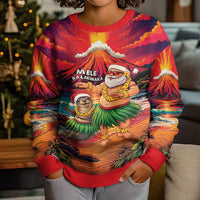 Hawaii Volcano Christmas Kid Ugly Christmas Sweater Hula Santa And Monk Seal LT05 - Polynesian Pride