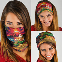 Hawaii Volcano Christmas Neck Gaiter Hula Santa And Monk Seal LT05 - Polynesian Pride