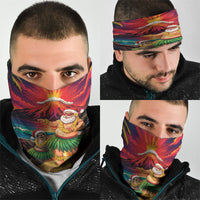 Hawaii Volcano Christmas Neck Gaiter Hula Santa And Monk Seal LT05 - Polynesian Pride