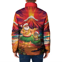 Hawaii Volcano Christmas Padded Jacket Hula Santa And Monk Seal LT05 - Polynesian Pride