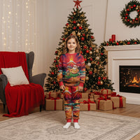 Hawaii Volcano Christmas Pajama Set Hula Santa And Monk Seal LT05 Kid Multicolor - Polynesian Pride