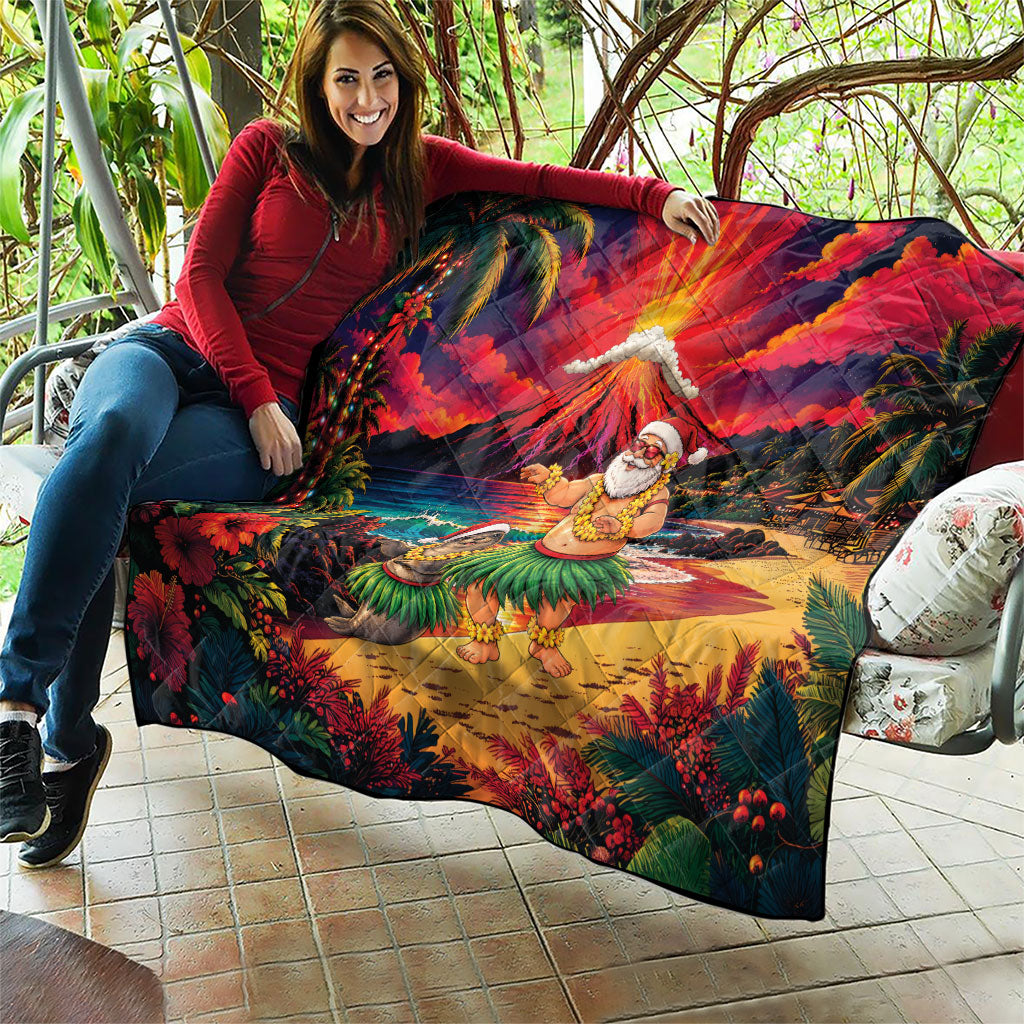 Hawaii Volcano Christmas Quilt Hula Santa And Monk Seal LT05 - Polynesian Pride