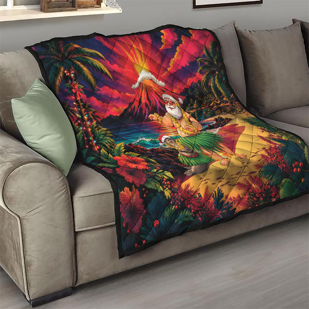 Hawaii Volcano Christmas Quilt Hula Santa And Monk Seal LT05 - Polynesian Pride