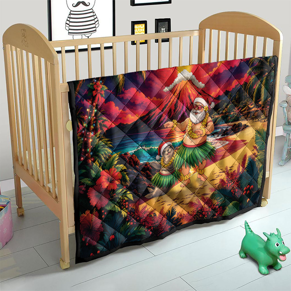 Hawaii Volcano Christmas Quilt Hula Santa And Monk Seal LT05 - Polynesian Pride