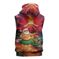 Hawaii Volcano Christmas Sleeveless Hoodie Hula Santa And Monk Seal LT05 - Polynesian Pride