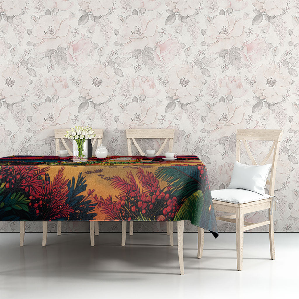 Hawaii Volcano Christmas Tablecloth Hula Santa And Monk Seal LT05 - Polynesian Pride