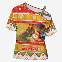 Hawaii Volcano Christmas Cross Shoulder Shirt Have An Explosive Christmas LT05 Female Red - Polynesian Pride