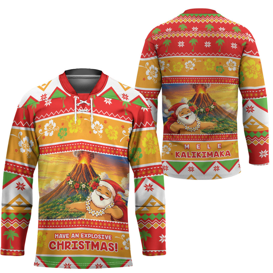 Hawaii Volcano Christmas Hockey Jersey Have An Explosive Christmas LT05 - Polynesian Pride
