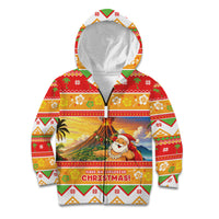 Hawaii Volcano Christmas Kid Hoodie Have An Explosive Christmas LT05 Zip Hoodie Red - Polynesian Pride