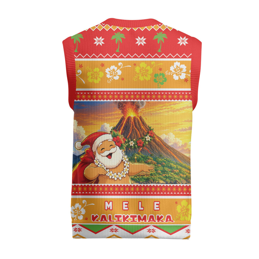 Hawaii Volcano Christmas Knitted V-Neck Vest Have An Explosive Christmas LT05 - Polynesian Pride