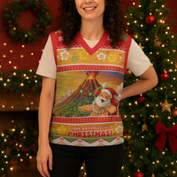 Hawaii Volcano Christmas Knitted V-Neck Vest Have An Explosive Christmas LT05 - Polynesian Pride