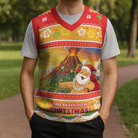 Hawaii Volcano Christmas Knitted V-Neck Vest Have An Explosive Christmas LT05 - Polynesian Pride