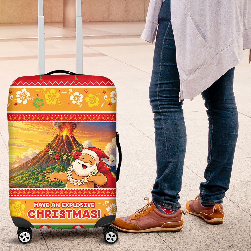 Hawaii Volcano Christmas Luggage Cover Have An Explosive Christmas LT05 Red - Polynesian Pride