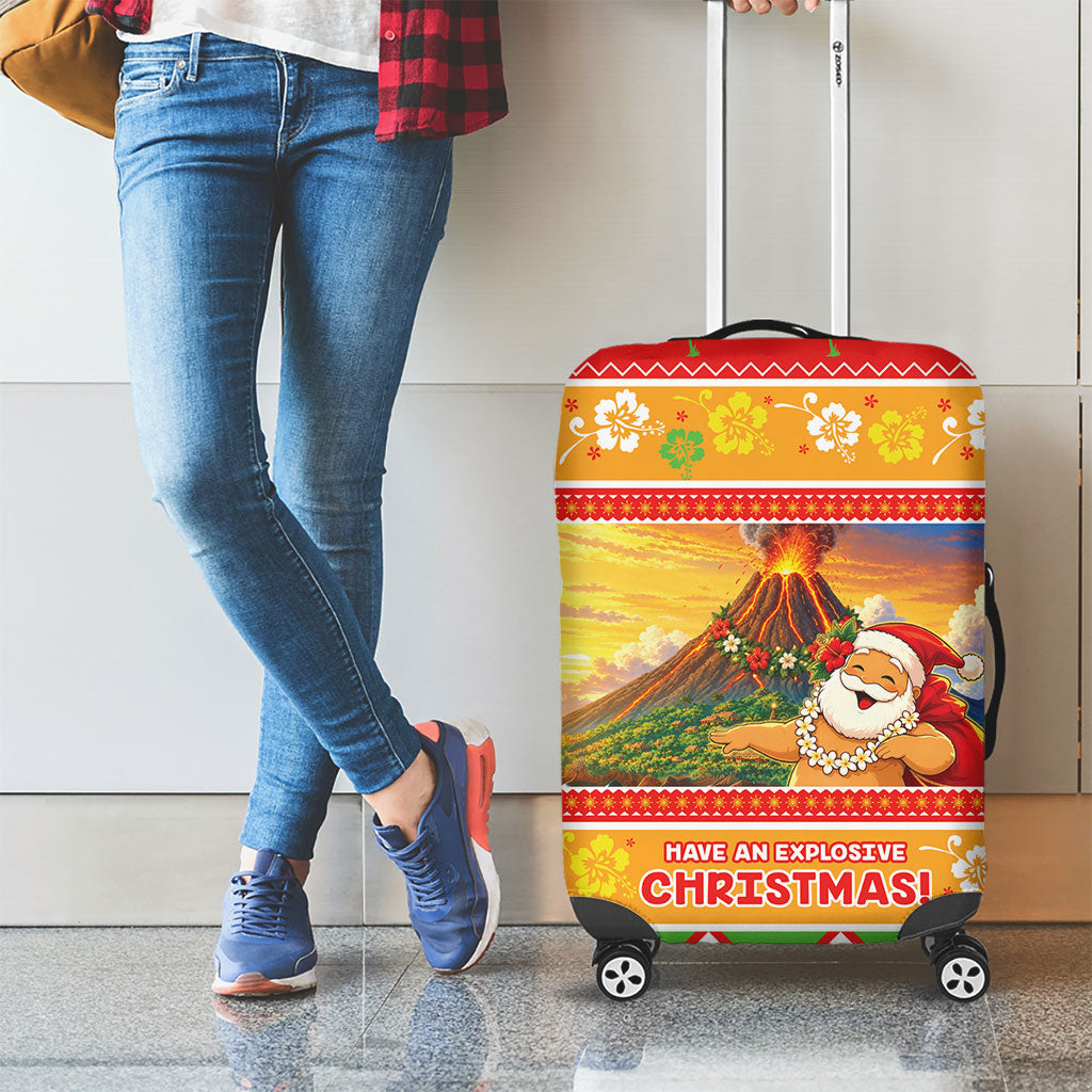 Hawaii Volcano Christmas Luggage Cover Have An Explosive Christmas LT05 - Polynesian Pride