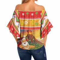 Hawaii Volcano Christmas Off Shoulder Wrap Waist Top Have An Explosive Christmas LT05 - Polynesian Pride