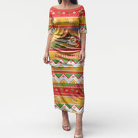 Hawaii Volcano Christmas Puletasi Have An Explosive Christmas LT05 Long Dress Red - Polynesian Pride