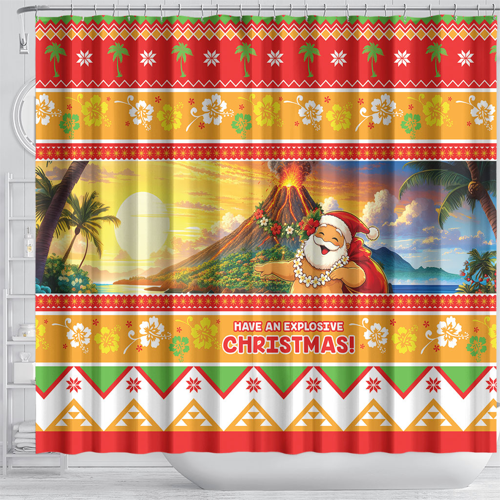 Hawaii Volcano Christmas Shower Curtain Have An Explosive Christmas LT05 - Polynesian Pride