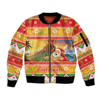 Hawaii Volcano Christmas Sleeve Zip Bomber Jacket Have An Explosive Christmas LT05 Unisex Red - Polynesian Pride
