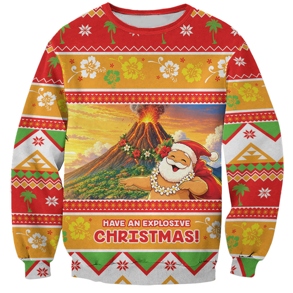 Hawaii Volcano Christmas Sweatshirt Have An Explosive Christmas LT05 Unisex Red - Polynesian Pride