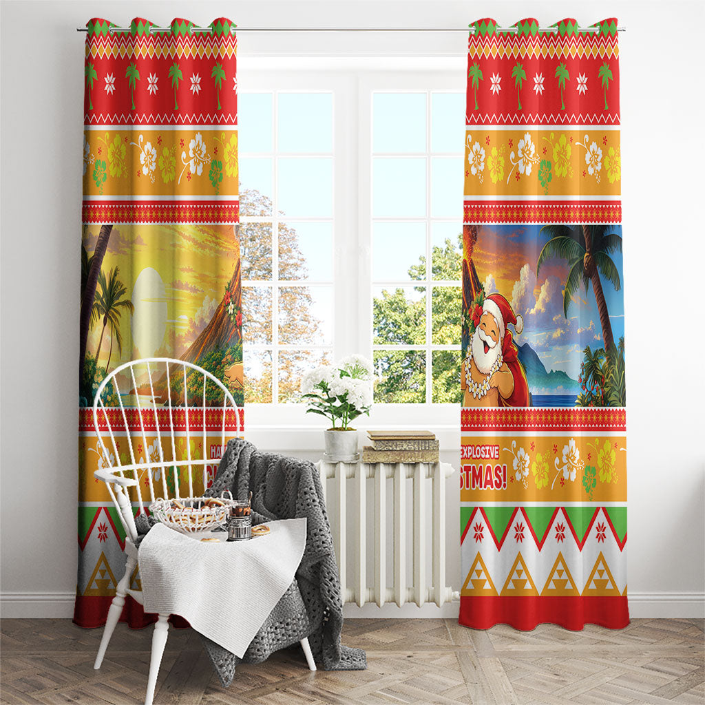 Hawaii Volcano Christmas Window Curtain Have An Explosive Christmas LT05 - Polynesian Pride