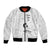 Lung Cancer Awareness Bomber Jacket Never Give Up Polynesian Style LT05 Unisex White - Polynesian Pride