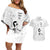 Lung Cancer Awareness Couples Matching Off Shoulder Short Dress and Hawaiian Shirt Never Give Up Polynesian Style LT05 White - Polynesian Pride