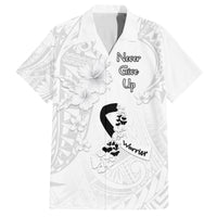 Lung Cancer Awareness Family Matching Off Shoulder Long Sleeve Dress and Hawaiian Shirt Never Give Up Polynesian Style LT05 Dad's Shirt - Short Sleeve White - Polynesian Pride