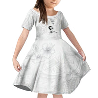 Lung Cancer Awareness Family Matching Off Shoulder Maxi Dress and Hawaiian Shirt Never Give Up Polynesian Style LT05 Daughter's Dress White - Polynesian Pride