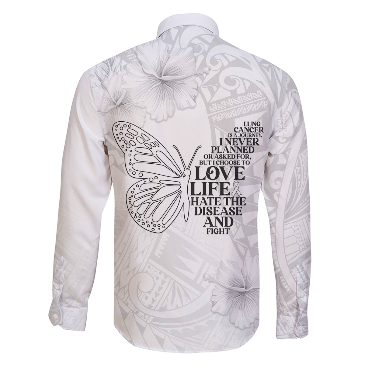 Lung Cancer Awareness Family Matching Off Shoulder Maxi Dress and Hawaiian Shirt Never Give Up Polynesian Style LT05 - Polynesian Pride