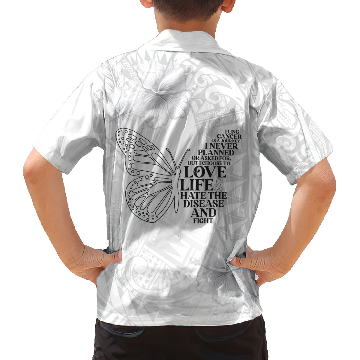 Lung Cancer Awareness Family Matching Summer Maxi Dress and Hawaiian Shirt Never Give Up Polynesian Style LT05 - Polynesian Pride