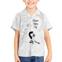 Lung Cancer Awareness Family Matching Tank Maxi Dress and Hawaiian Shirt Never Give Up Polynesian Style LT05 Son's Shirt White - Polynesian Pride