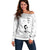 Lung Cancer Awareness Off Shoulder Sweater Never Give Up Polynesian Style LT05 Women White - Polynesian Pride
