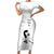 Lung Cancer Awareness Short Sleeve Bodycon Dress Never Give Up Polynesian Style LT05 Long Dress White - Polynesian Pride