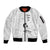 Lung Cancer Awareness Sleeve Zip Bomber Jacket Never Give Up Polynesian Style LT05 Unisex White - Polynesian Pride