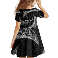 Personalised New Zealand Bungy Jumping Kid Short Sleeve Dress Maori Pattern LT05 - Polynesian Pride