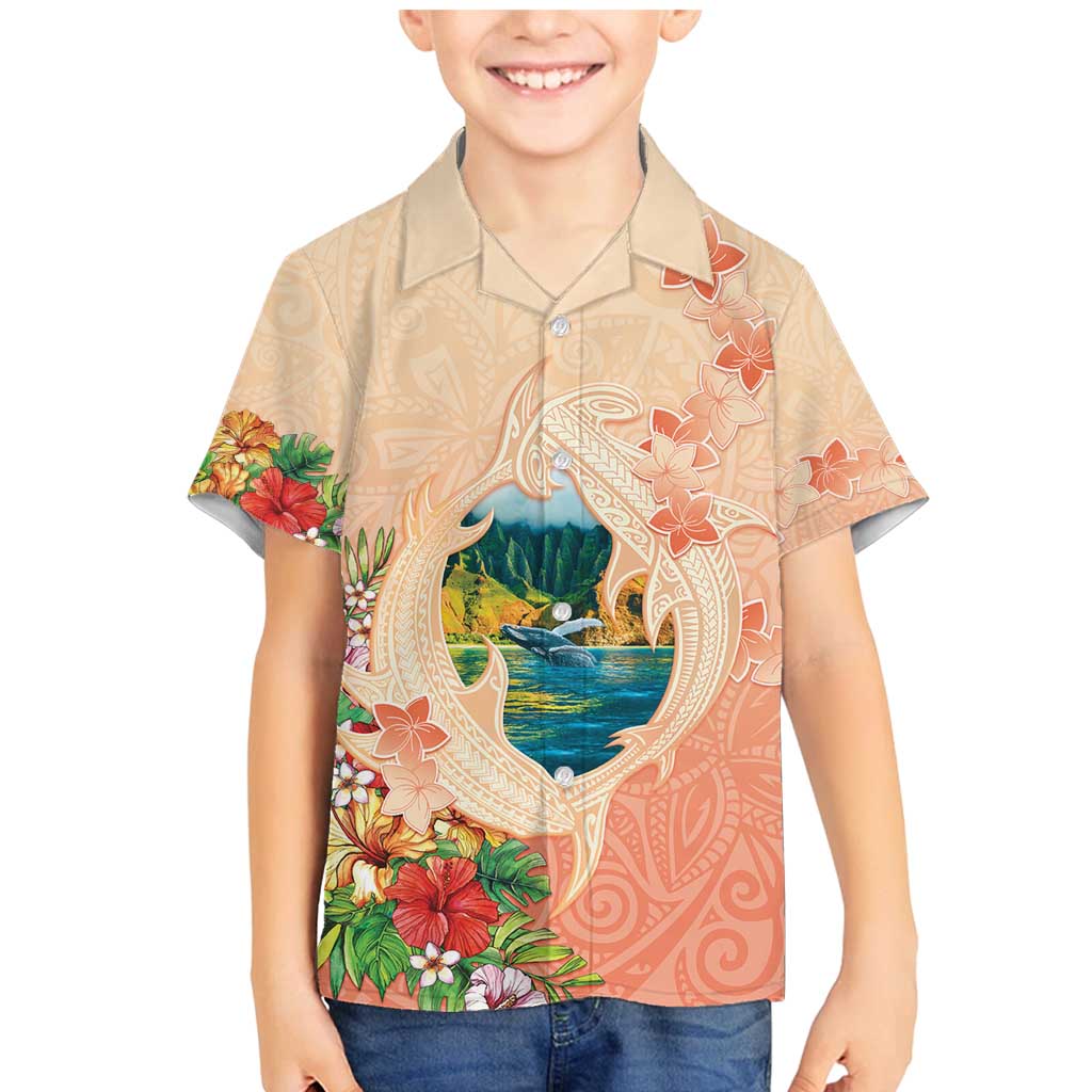 Hawaii Kauai Na Pali Coast Landscape Family Matching Mermaid Dress and Hawaiian Shirt LT05 Son's Shirt Peach - Polynesian Pride
