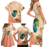 Hawaii Kauai Na Pali Coast Landscape Family Matching Short Sleeve Bodycon Dress and Hawaiian Shirt LT05 - Polynesian Pride