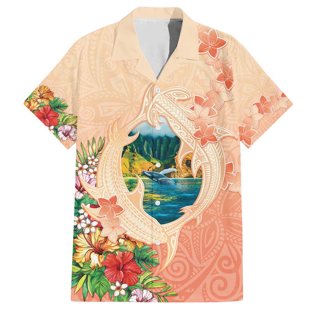 Hawaii Kauai Na Pali Coast Landscape Family Matching Summer Maxi Dress and Hawaiian Shirt LT05 Dad's Shirt - Short Sleeve Peach - Polynesian Pride