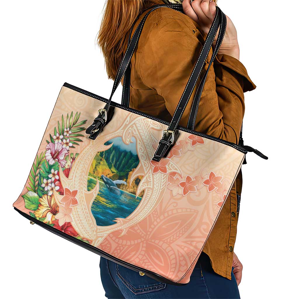 Hawaii Kauai Na Pali Coast Landscape Leather Tote Bag