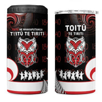 Aotearoa Toitu He Whakaputanga 4 in 1 Can Cooler Tumbler Toitu Te Tiriti O Waitangi LT05 One Size: 16 oz Black - Polynesian Pride