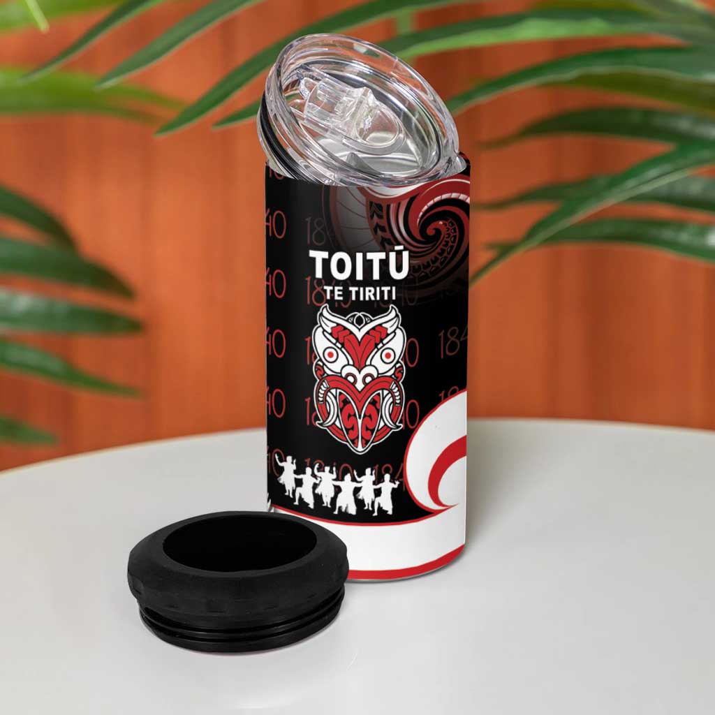 Aotearoa Toitu He Whakaputanga 4 in 1 Can Cooler Tumbler Toitu Te Tiriti O Waitangi LT05 - Polynesian Pride