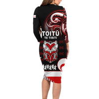 Aotearoa Toitu He Whakaputanga Family Matching Long Sleeve Bodycon Dress and Hawaiian Shirt Toitu Te Tiriti O Waitangi LT05 - Polynesian Pride