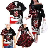 Aotearoa Toitu He Whakaputanga Family Matching Off The Shoulder Long Sleeve Dress and Hawaiian Shirt Toitu Te Tiriti O Waitangi LT05 - Polynesian Pride
