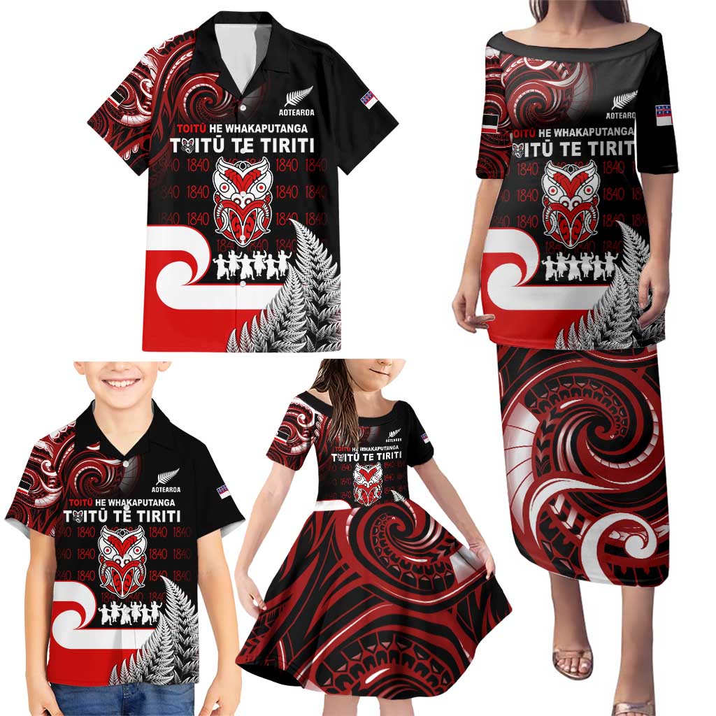 Aotearoa Toitu He Whakaputanga Family Matching Puletasi and Hawaiian Shirt Toitu Te Tiriti O Waitangi LT05 - Polynesian Pride