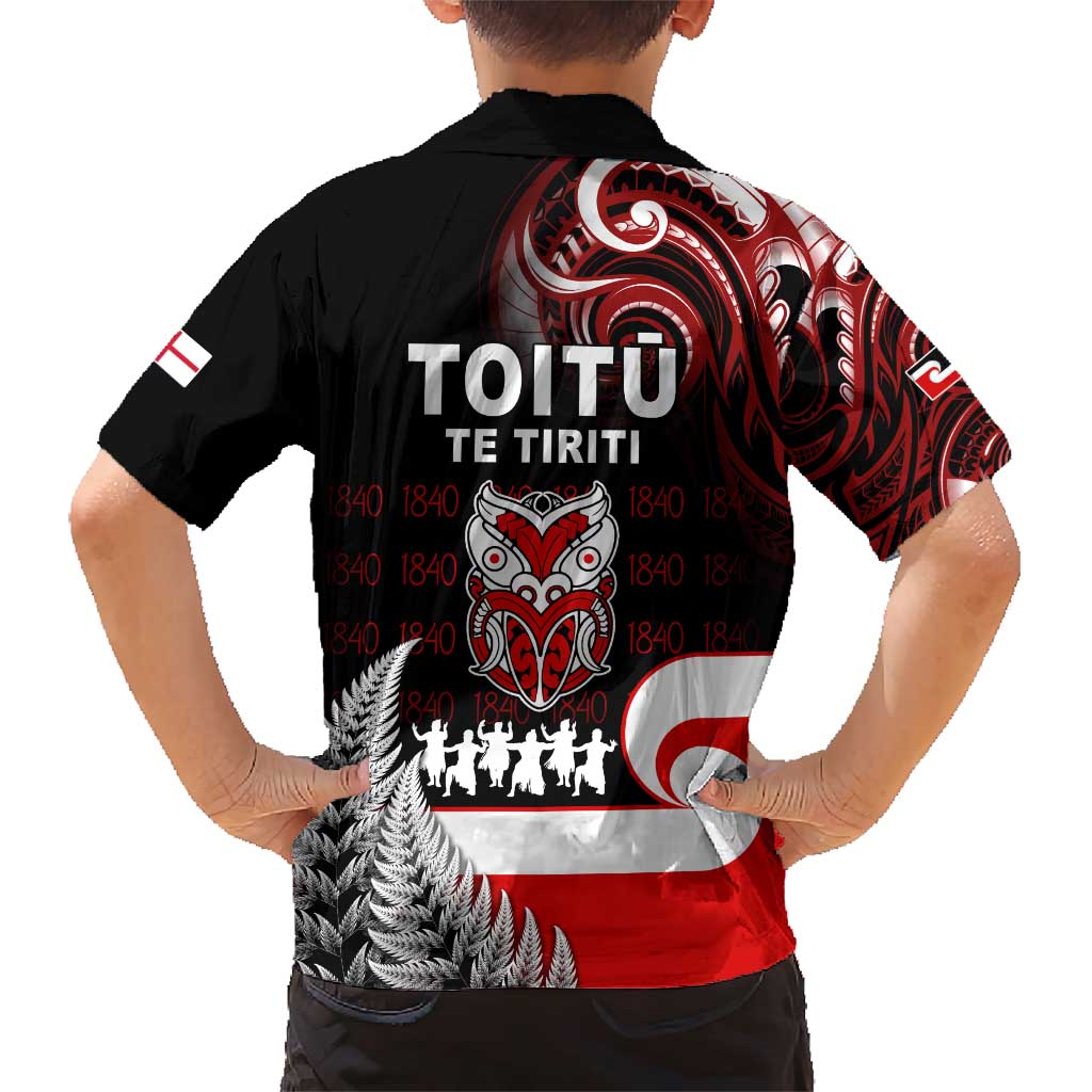 Aotearoa Toitu He Whakaputanga Family Matching Short Sleeve Bodycon Dress and Hawaiian Shirt Toitu Te Tiriti O Waitangi LT05 - Polynesian Pride