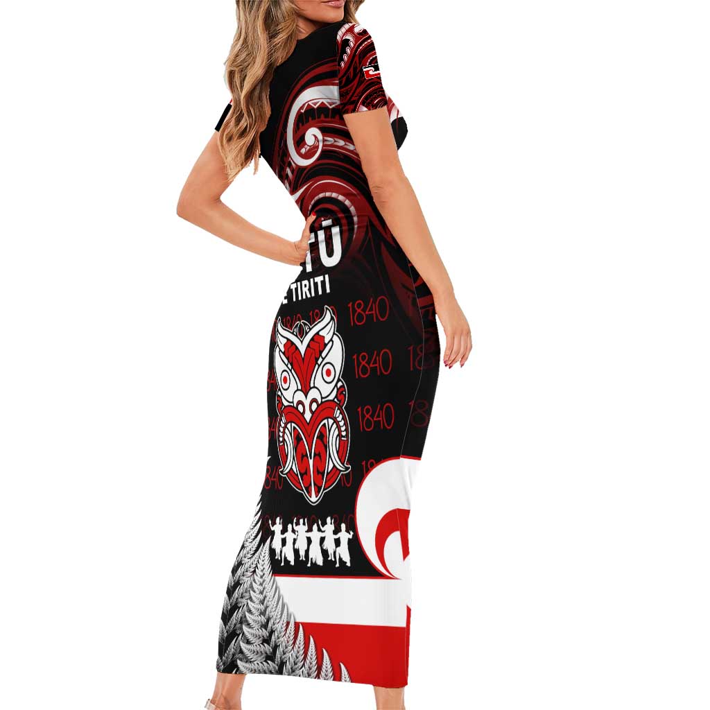 Aotearoa Toitu He Whakaputanga Family Matching Short Sleeve Bodycon Dress and Hawaiian Shirt Toitu Te Tiriti O Waitangi LT05 - Polynesian Pride