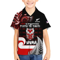 Aotearoa Toitu He Whakaputanga Family Matching Summer Maxi Dress and Hawaiian Shirt Toitu Te Tiriti O Waitangi LT05 Son's Shirt Black - Polynesian Pride